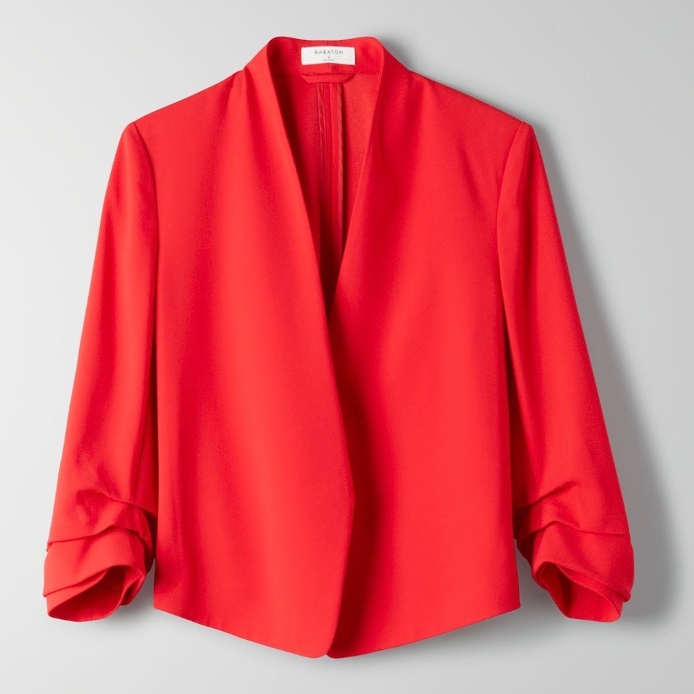 Aritzia Babaton Power Waist Blazer Jacket Coral Peach Sz 8 Style 68192 Cropped